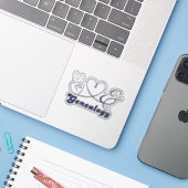 Peace, Love & Genealogy Sticker (Laptop met iPhone)