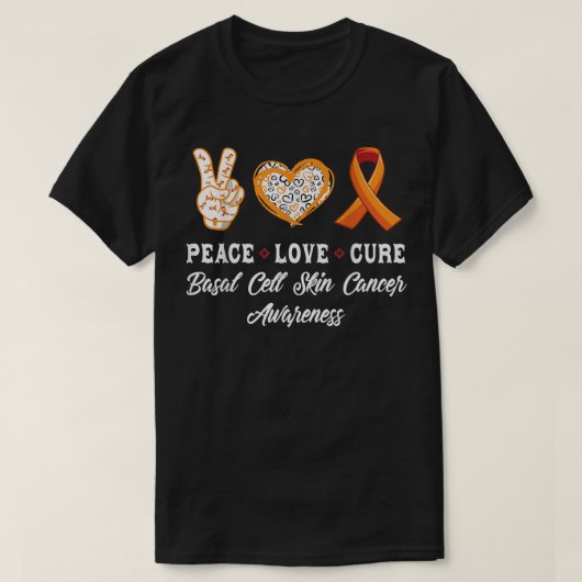 Peace Love genezing basale cell skin cancer awaren T-shirt (Design voorkant)