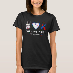 Peace Love genezing CHD hart disease awareness man T-shirt