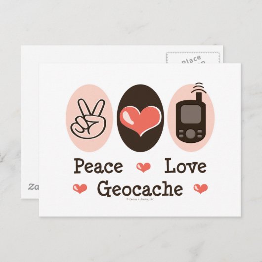 Peace Love Geocache Briefkaart (Voorkant / Achterkant)