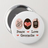 Peace Love Geocache Ronde Button 4,0 Cm (Voorkant /achterkant)