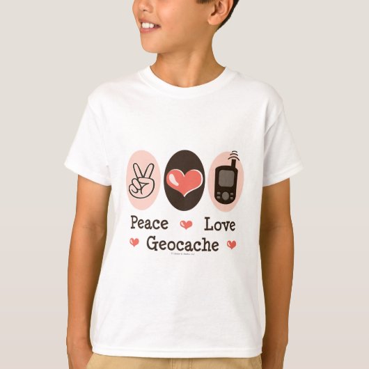 Peace Love Geocache T-shirt (Voorkant)