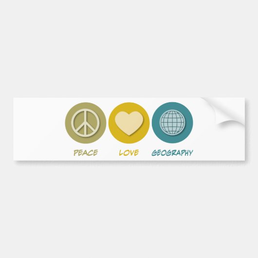 Peace Love Geography Bumpersticker (Voorkant)