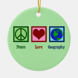 Peace Love Geography Teacher Keramisch Ornament