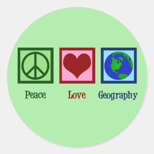Peace Love Geography Teacher Ronde Sticker (Voorkant)