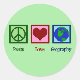 Peace Love Geography Teacher Ronde Sticker