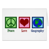 Peace Love Geography Teacher Wereldkaart Card (Voorkant Horizontaal)