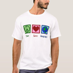 Peace Love Geography Teacher Wereldkaart T-shirt