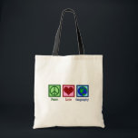 Peace Love Geography Teacher Wereldkaart Tote Bag<br><div class="desc">Een coole kerstcadeau voor aardrijkskundigen met een schattig vredesteken, hart en wereldbol van de aarde.</div>