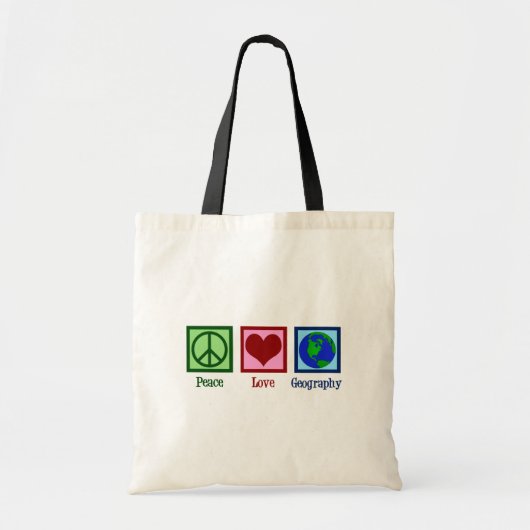 Peace Love Geography Teacher Wereldkaart Tote Bag (Voorkant)