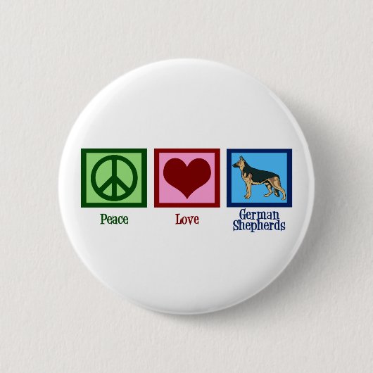 Peace Love German Shepherds Ronde Button 5,7 Cm (Voorkant)