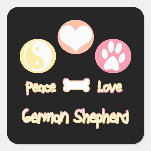 Peace Love German Shepherds Vierkante Sticker (Voorkant)