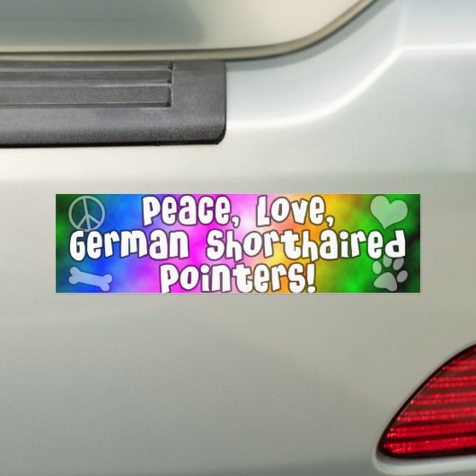 Peace Love German Shorthair Pointer Bumpersticker (Op auto)