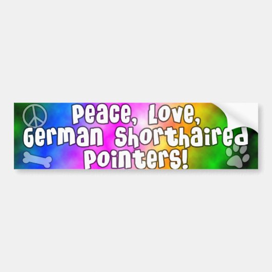 Peace Love German Shorthair Pointer Bumpersticker (Voorkant)