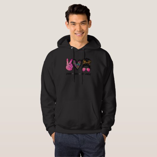 Peace Love Get Loaded Leopard Messy Bun Mo Hoodie (Voorkant volledig)
