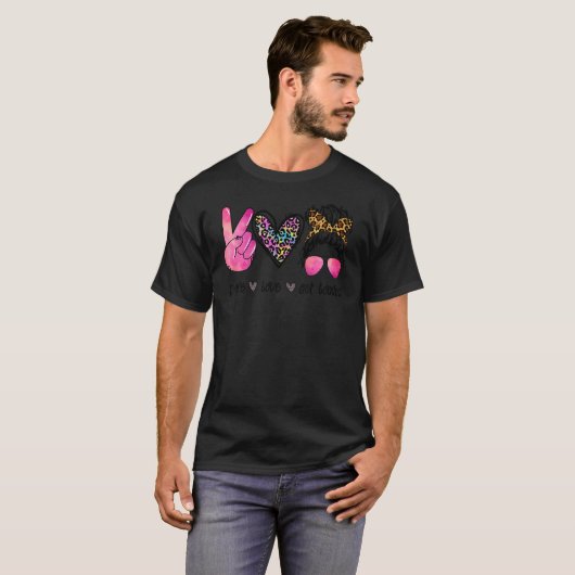 Peace Love Get Loaded Leopard Messy Bun Mo T-shirt (Voorkant volledig)