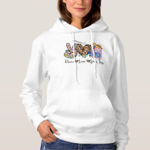 Peace Love Girls Trip Leopard Heart Luggage Raise Hoodie