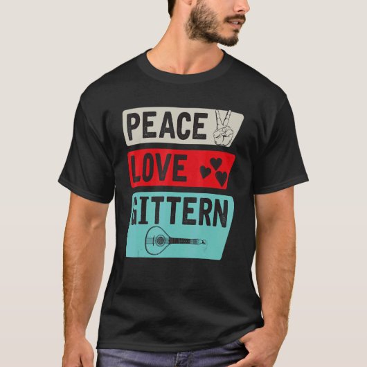 Peace Love Gittern Musical Instrument Gittern Play T-shirt (Voorkant)