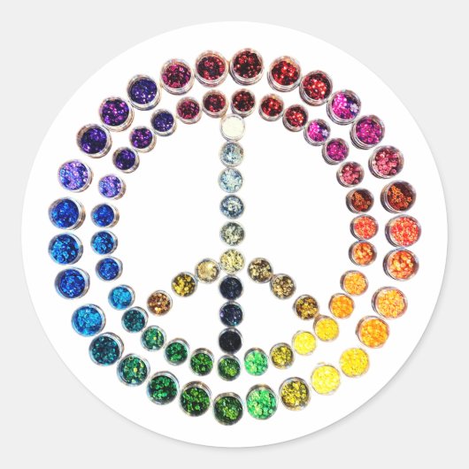Peace Love Glitter Confetti Rainbow 4 Ronde Sticker (Voorkant)
