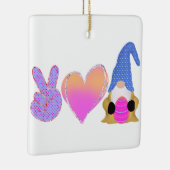 Peace Love Gnome | Pasgeborene bij pasta Keramisch Ornament (Rechts)
