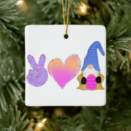 Peace Love Gnome | Pasgeborene bij pasta Keramisch Ornament