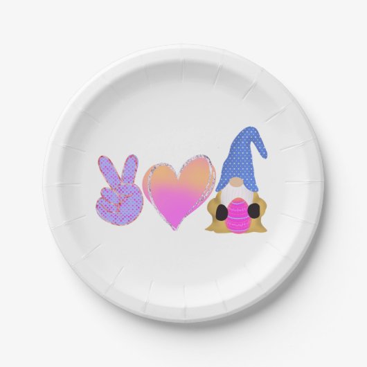 Peace Love Gnome | Pasgeborene bij pasta Papieren Bordje (Voorkant)