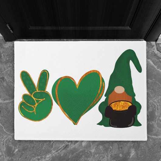 Peace Love Gnome | Sublimatie van St Patrick's Day Deurmat