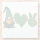 Peace Love Gnome | Sublimatie van St Patrick's Day Glazen Onderzetter (Achterkant)