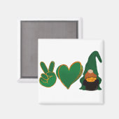 Peace Love Gnome | Sublimatie van St Patrick's Day Magneet (Voorkant / Achterkant)