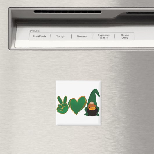 Peace Love Gnome | Sublimatie van St Patrick's Day Magneet (Insitu (Vaatwasser))