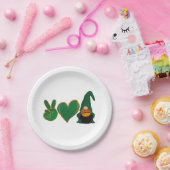Peace Love Gnome | Sublimatie van St Patrick's Day Papieren Bordje (Feest)