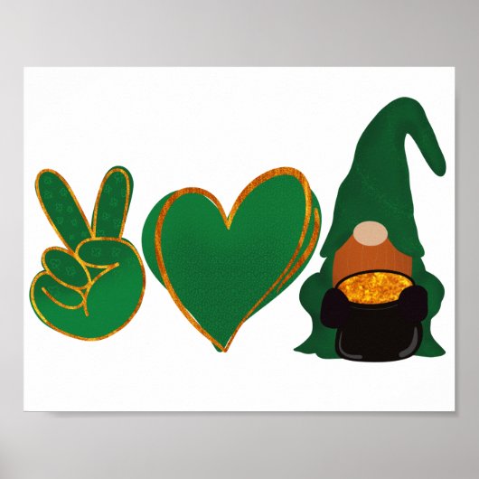Peace Love Gnome | Sublimatie van St Patrick's Day Poster (Voorkant)