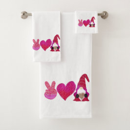 Peace Love Gnome | Valentijnsdag Bad Handdoek