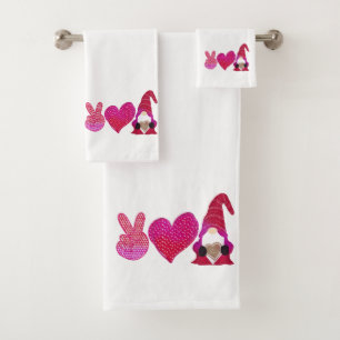 Peace Love Gnome   Valentijnsdag Bad Handdoek