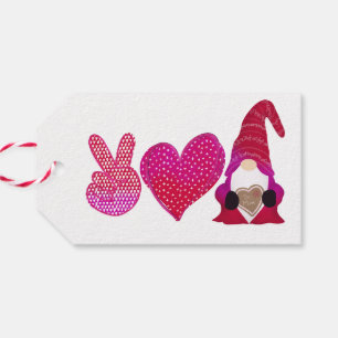 Peace Love Gnome   Valentijnsdag Cadeaulabel