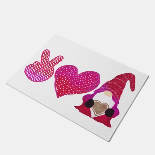 Peace Love Gnome | Valentijnsdag Deurmat (Schuin)