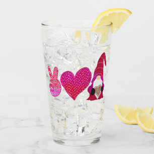 Peace Love Gnome Valentijnsdag Glas