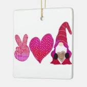 Peace Love Gnome | Valentijnsdag Keramisch Ornament (Links)