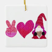Peace Love Gnome | Valentijnsdag Keramisch Ornament (Voorkant)