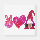 Peace Love Gnome | Valentijnsdag Magneet (Voorkant)