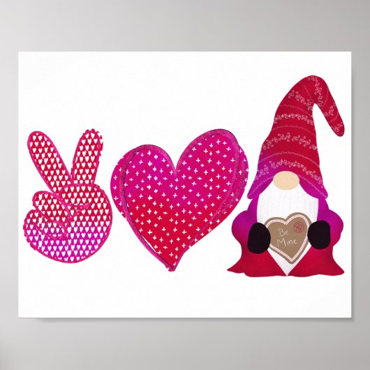 Peace Love Gnome | Valentijnsdag Poster (Voorkant)