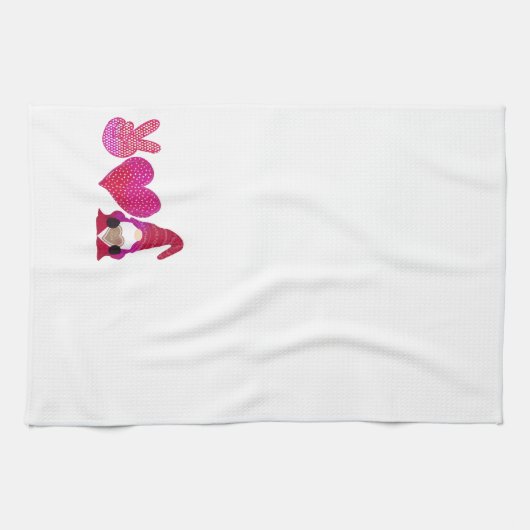 Peace Love Gnome | Valentijnsdag Theedoek (Horizontaal)