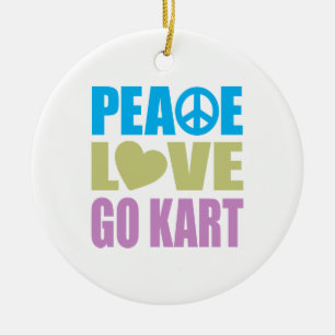 Peace Love Go Kart Keramisch Ornament