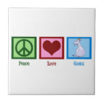 Peace Love Goats Tegeltje<br><div class="desc">Een vredesteken,  hart en een schattige geit.</div>