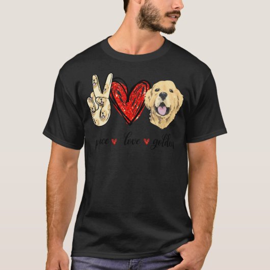 Peace Love Golden Dog Golden Retriever Dad mama T-shirt (Voorkant)