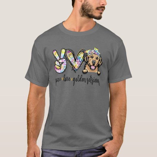Peace Love Golden-Retriever Funny Dog mama's T-shirt (Voorkant)