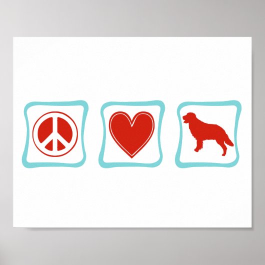 Peace Love Golden Retriever Squares Poster (Voorkant)