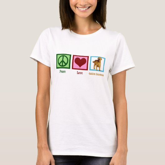 Peace Love Golden Retriever T-shirt (Voorkant)