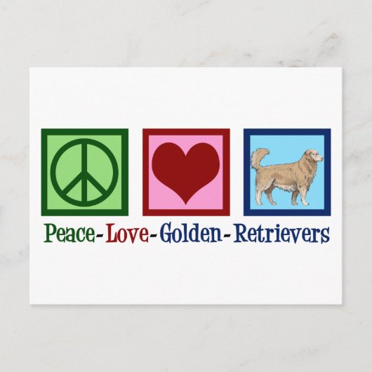 Peace Love Golden Retrievers Briefkaart (Voorkant)