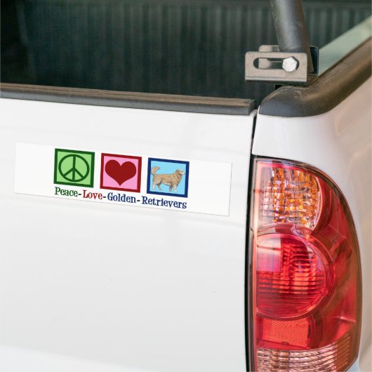 Peace Love Golden Retrievers Bumpersticker (Op Truck)